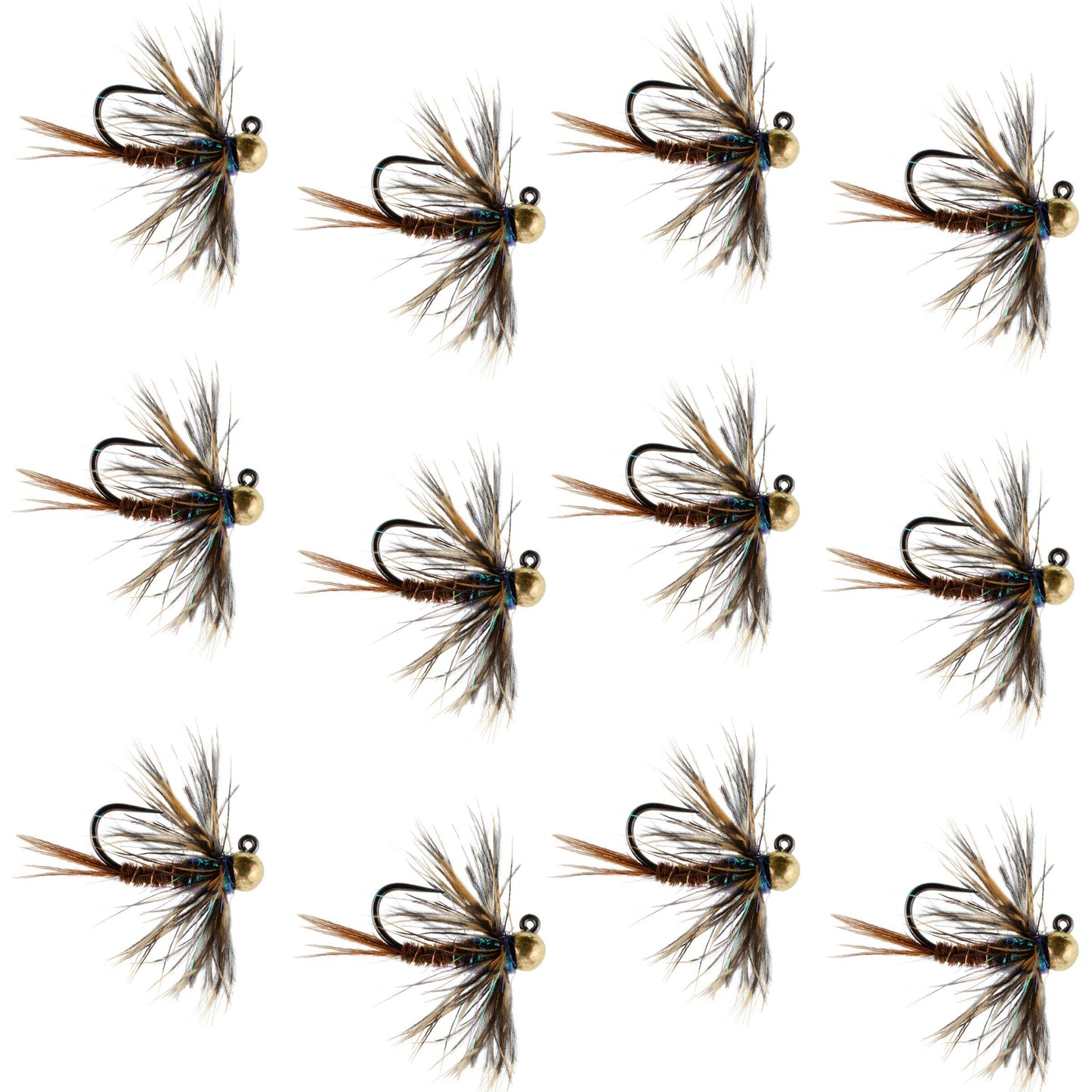 Tungsten Soft Hackle Pheasant Tail Tactical Euro Jig - 12 Flies Size 12