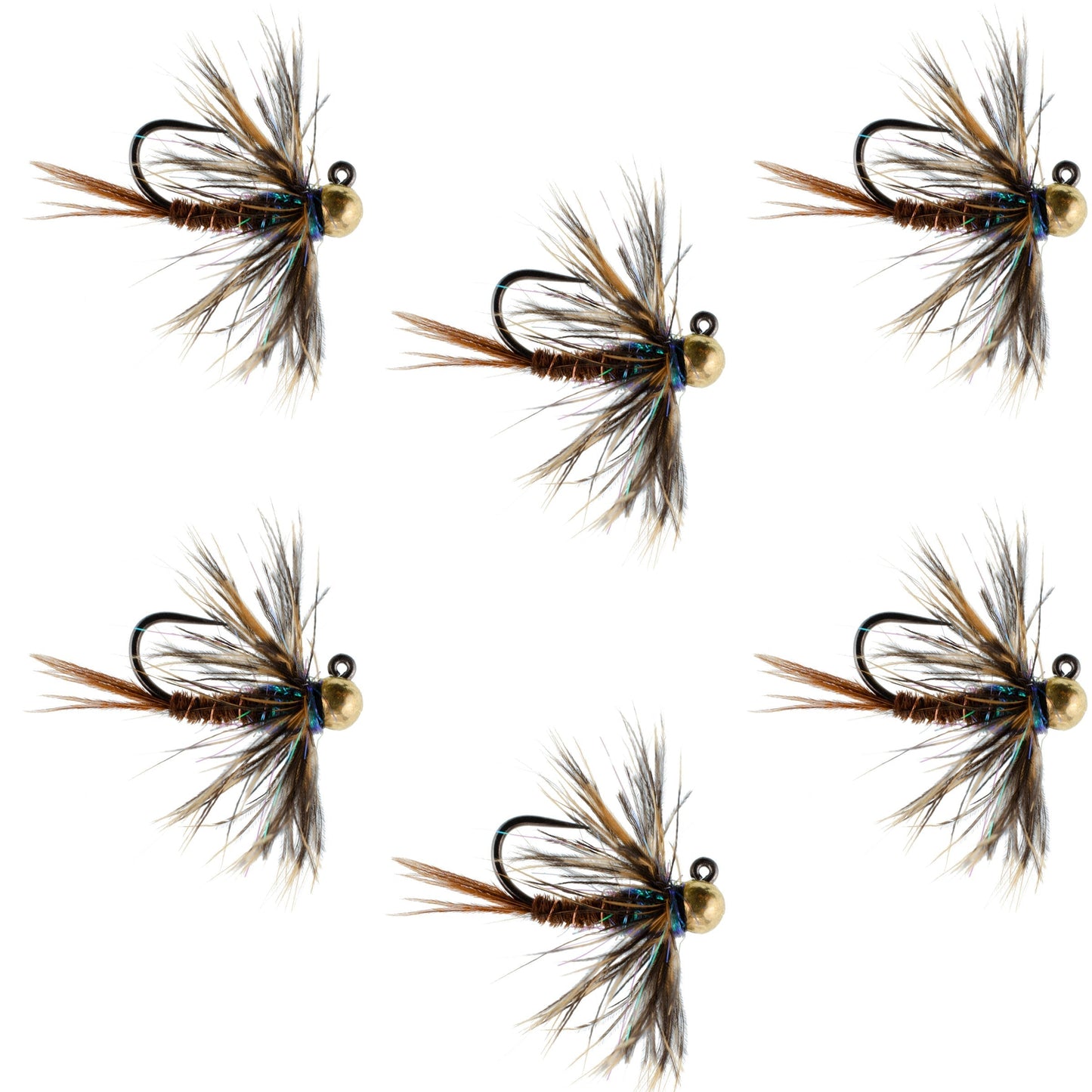 Tungsten Soft Hackle Pheasant Tail Tactical Nymph Euro Jig - 6 Flies Size 16