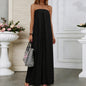 Casual Strapless Solid Color Wide-Leg Jumpsuit