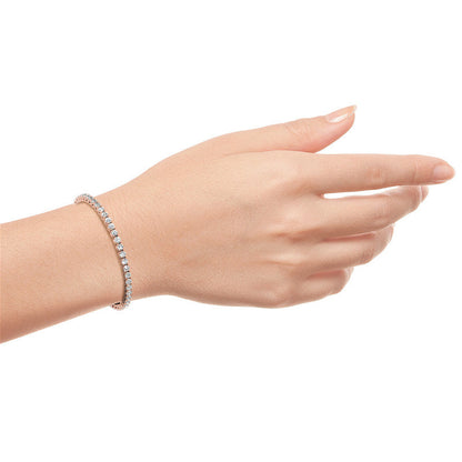 Set of Three 6ctw Created Moissanite Tennis Bracelets – 3mm Stones – 14K Gold Overlay in White, Yellow & Rose Gold