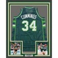 Framed Autographed/Signed Terry Cummings 35x39 Milwaukee Green Basketball Jersey Beckett BAS COA