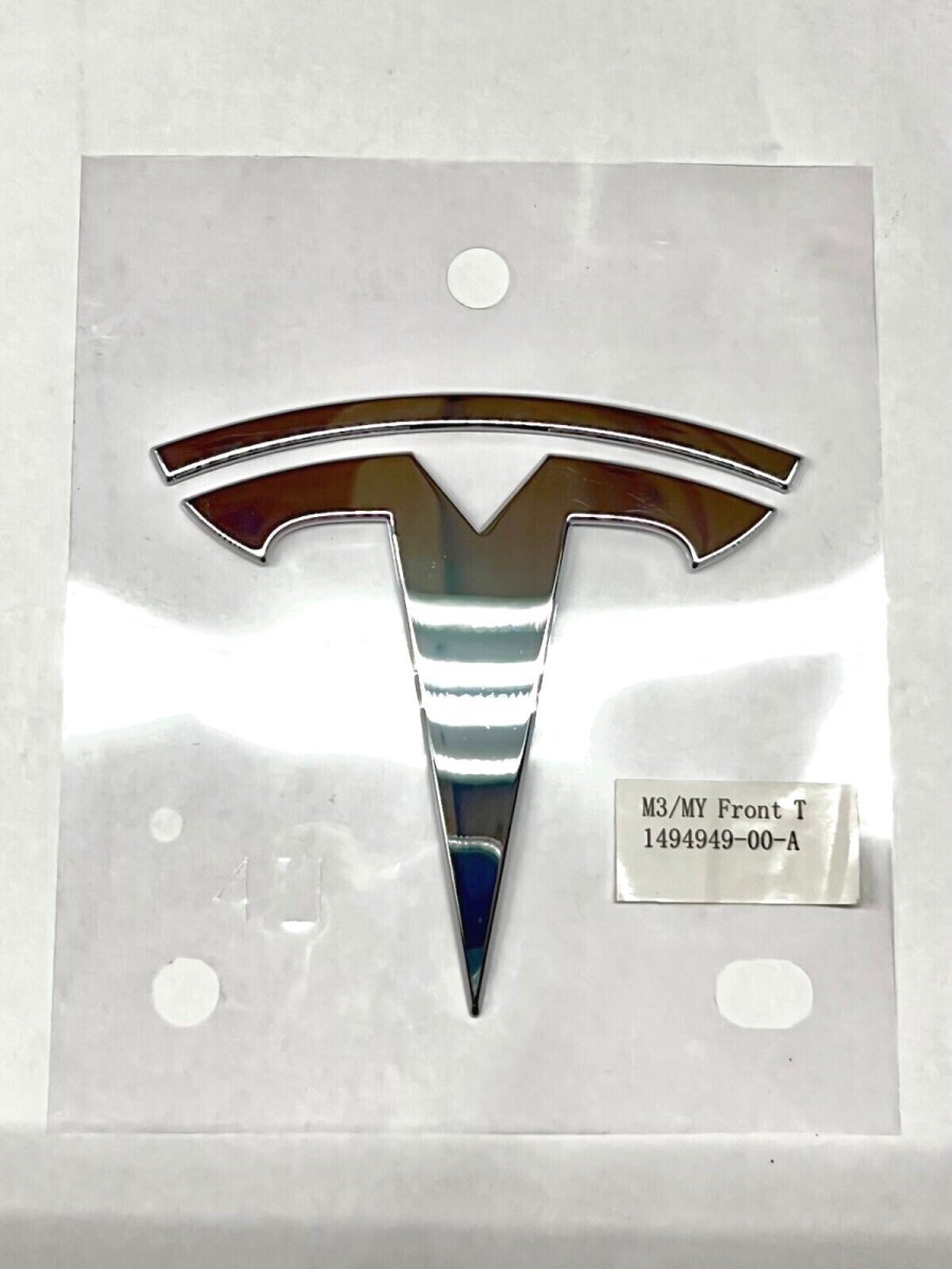 Model 3/Y FRONT Tesla T Emblem | Genuine OEM Original Badging - Chrome