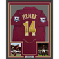 Framed Autographed/Signed Thierry Henry 35x39 Arsenal Red Soccer Jersey Beckett BAS COA