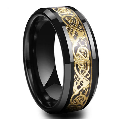 Metal Dragon Rings Black And Blue Man's Gifts Wedding Band Jewelry Size 6-12