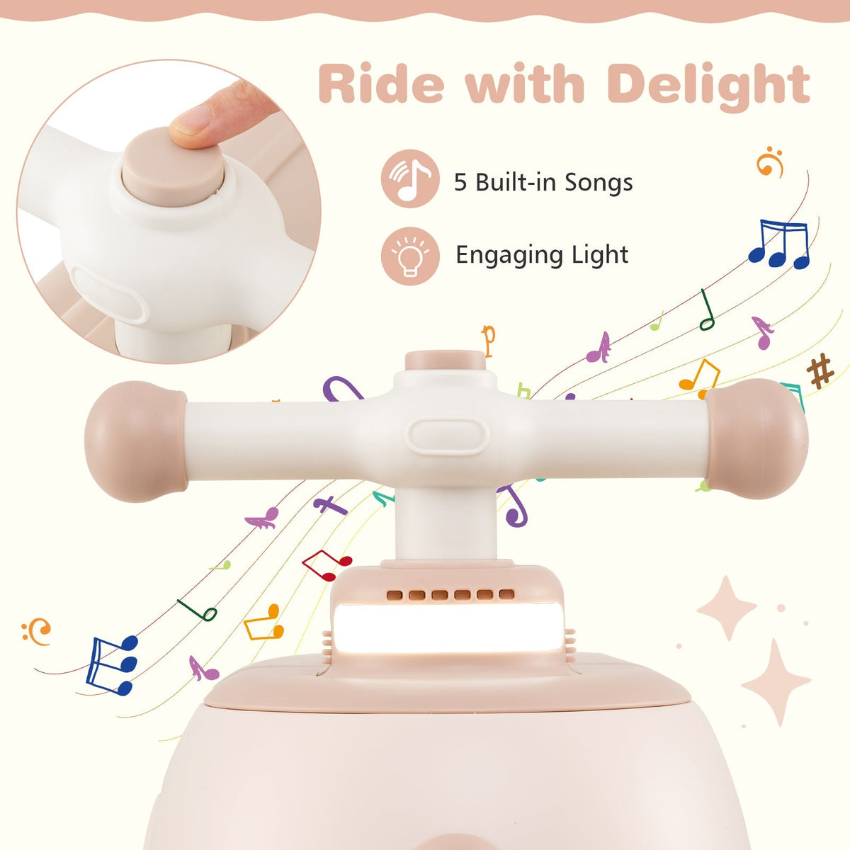 Toddler Ride on Toy with Trailer and Light Music