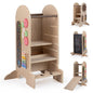 Toddler Standing Tower Kids Step Stool with Adjustable Height Chalkboard and Slide