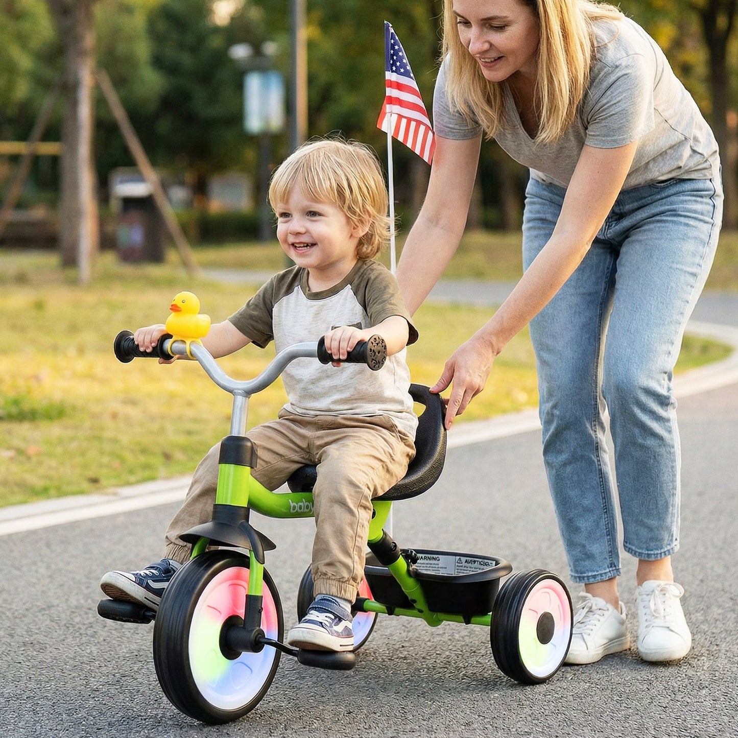 Toddler Tricycle with 3-Position Seat and Storage Basket for Kids