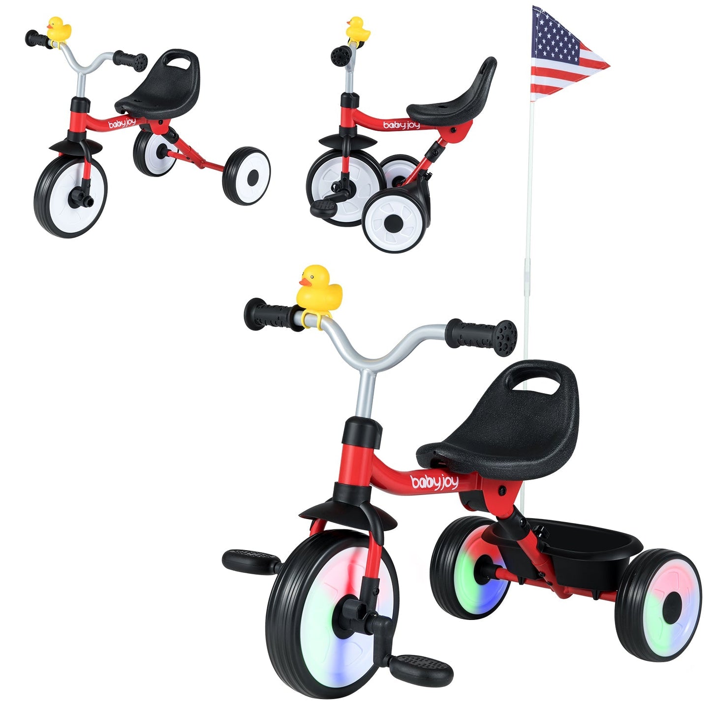 Toddler Tricycle with 3-Position Seat and Storage Basket for Kids