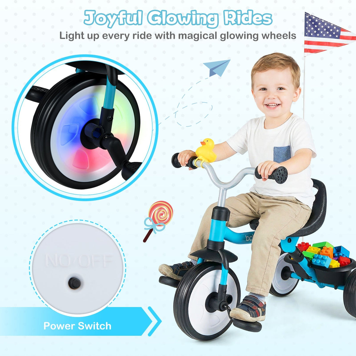 Toddler Tricycle with 3-Position Seat and Storage Basket for Kids