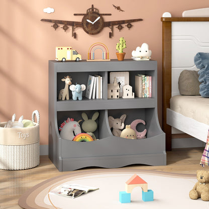 Toy Storage Organizer 4-Cubby Kids Bookcase for Toys and Books