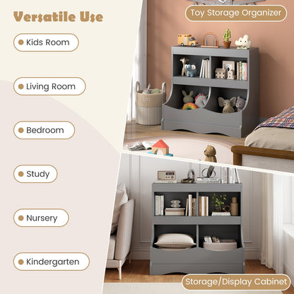 Toy Storage Organizer 4-Cubby Kids Bookcase for Toys and Books