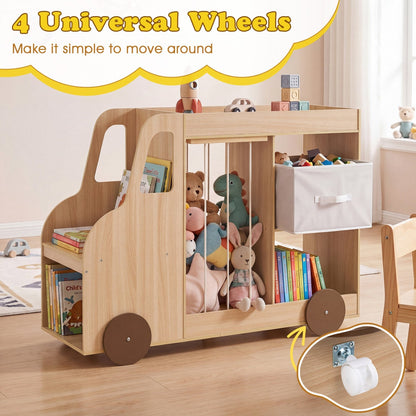 Kids Toy Storage Organizer with Wheels and Stuffed Animal Bin