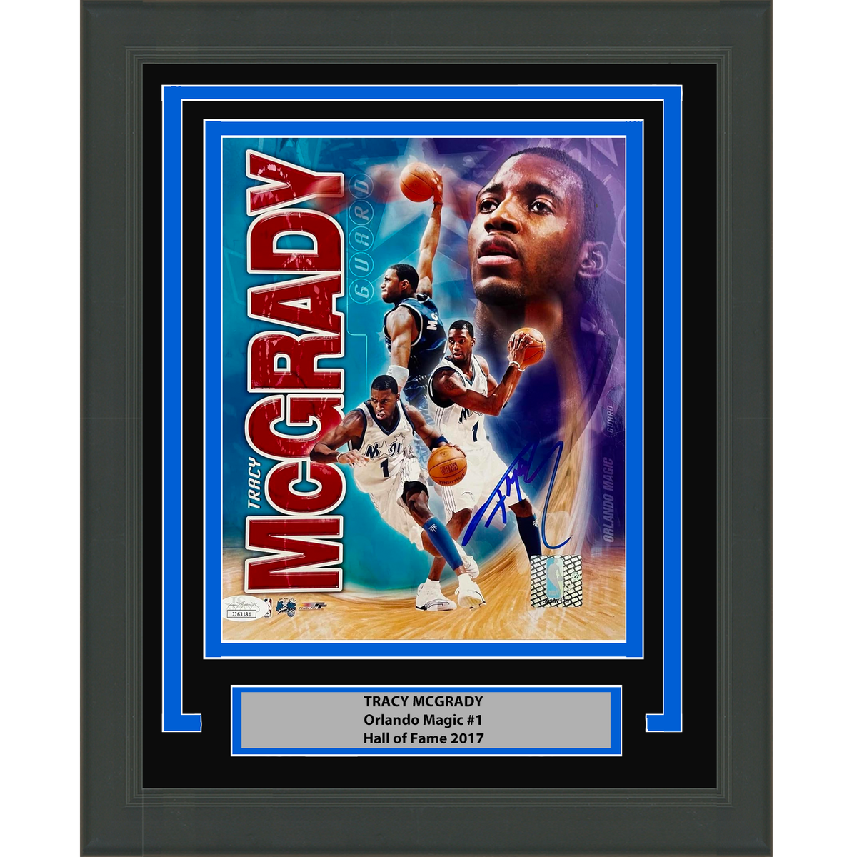Framed Autographed/Signed Tracy McGrady Orlando Magic 8x10 Basketball Photo JSA COA