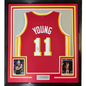 Framed Autographed/Signed Trae Young 35x39 Atlanta Red Basketball Jersey JSA COA