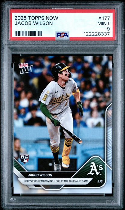 Graded 2025 Topps Now Jacob Wilson #177 Rookie RC Baseball Card PSA 9 Mint