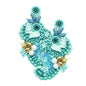 Felt Back Sequin Pearl Seed Beaded Seahorse Dangle Earrings