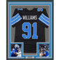 Framed Autographed/Signed Tyleik Williams 35x39 Detroit Black Football Jersey Beckett BAS COA