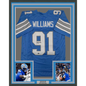 Framed Autographed/Signed Tyleik Williams 35x39 Detroit Blue Football Jersey Beckett BAS COA
