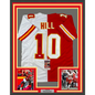 Framed Autographed/Signed Tyreek Hill 35x39 Kansas City Split Red/White Football Jersey JSA COA