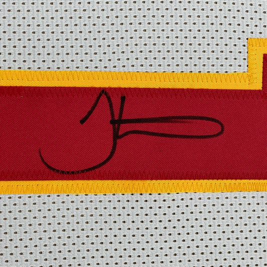 Framed Autographed/Signed Tyreek Hill 35x39 Kansas City White Football Jersey JSA COA