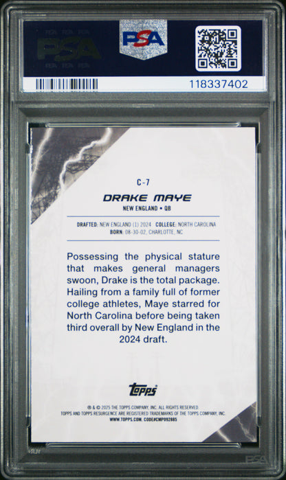 Graded 2024 Topps Resurgence Drake Maye #C7 Conductors Rookie RC Football Card PSA 10 Gem Mint