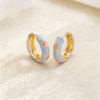 Vintage Enamel Flower Petal Ear Cuffs