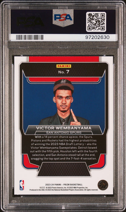 Graded 2023 Panini Prizm Victor Wembanyama #7 Luck of the Lottery Rookie RC Basketball Card PSA 10 Gem Mint