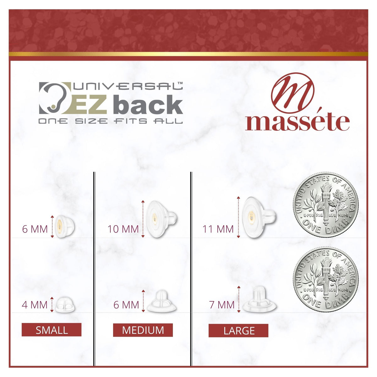 Universal EZback Earring Backs Soft Clear Silicone