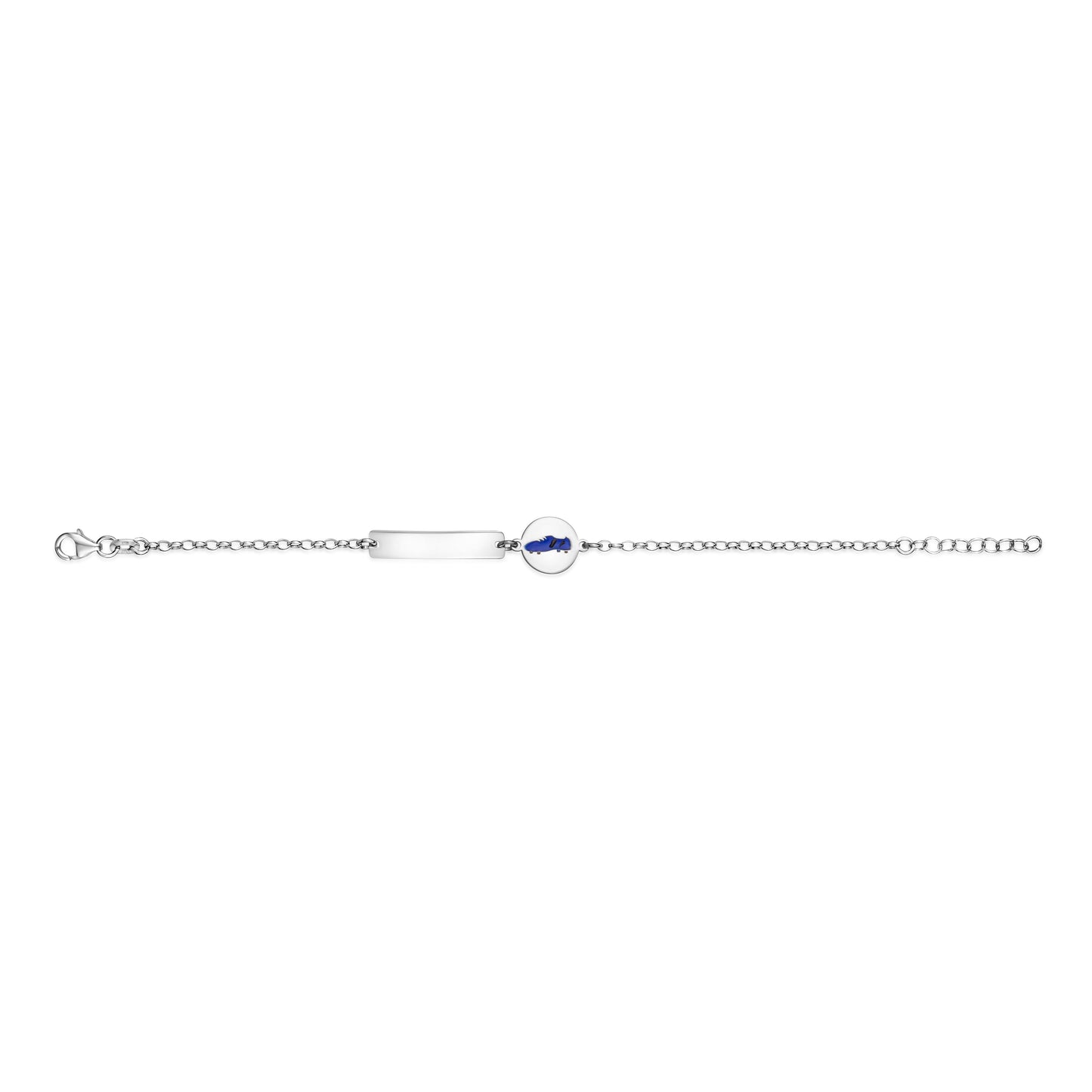 UNICORNJ Sterling Silver 925 Engravable ID Bracelet for Boys Girls Sports Enamel Rolo Chain 6.5"
