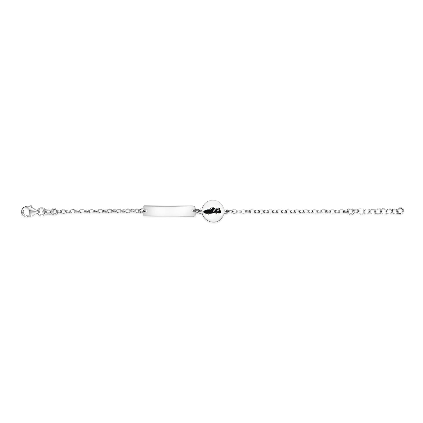 UNICORNJ Sterling Silver 925 Engravable ID Bracelet for Boys Girls Sports Enamel Rolo Chain 6.5"