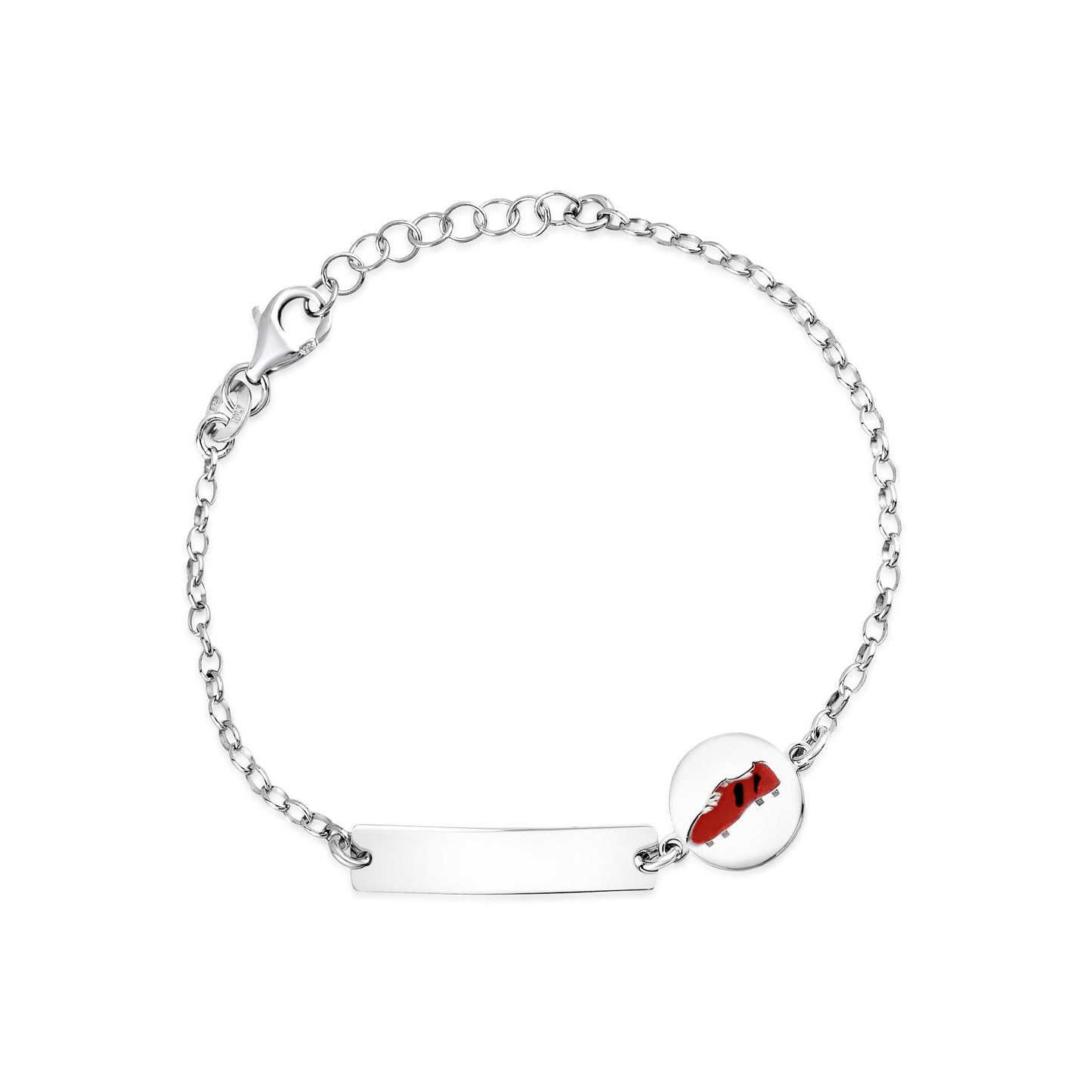 UNICORNJ Sterling Silver 925 Engravable ID Bracelet for Boys Girls Sports Enamel Rolo Chain 6.5"