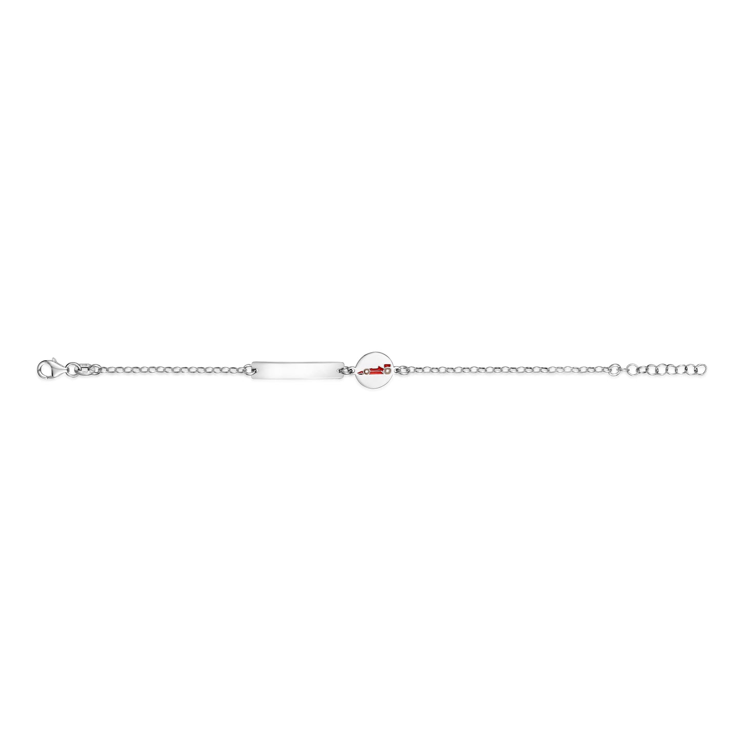 UNICORNJ Sterling Silver 925 Engravable ID Bracelet for Boys Girls Sports Enamel Rolo Chain 6.5"