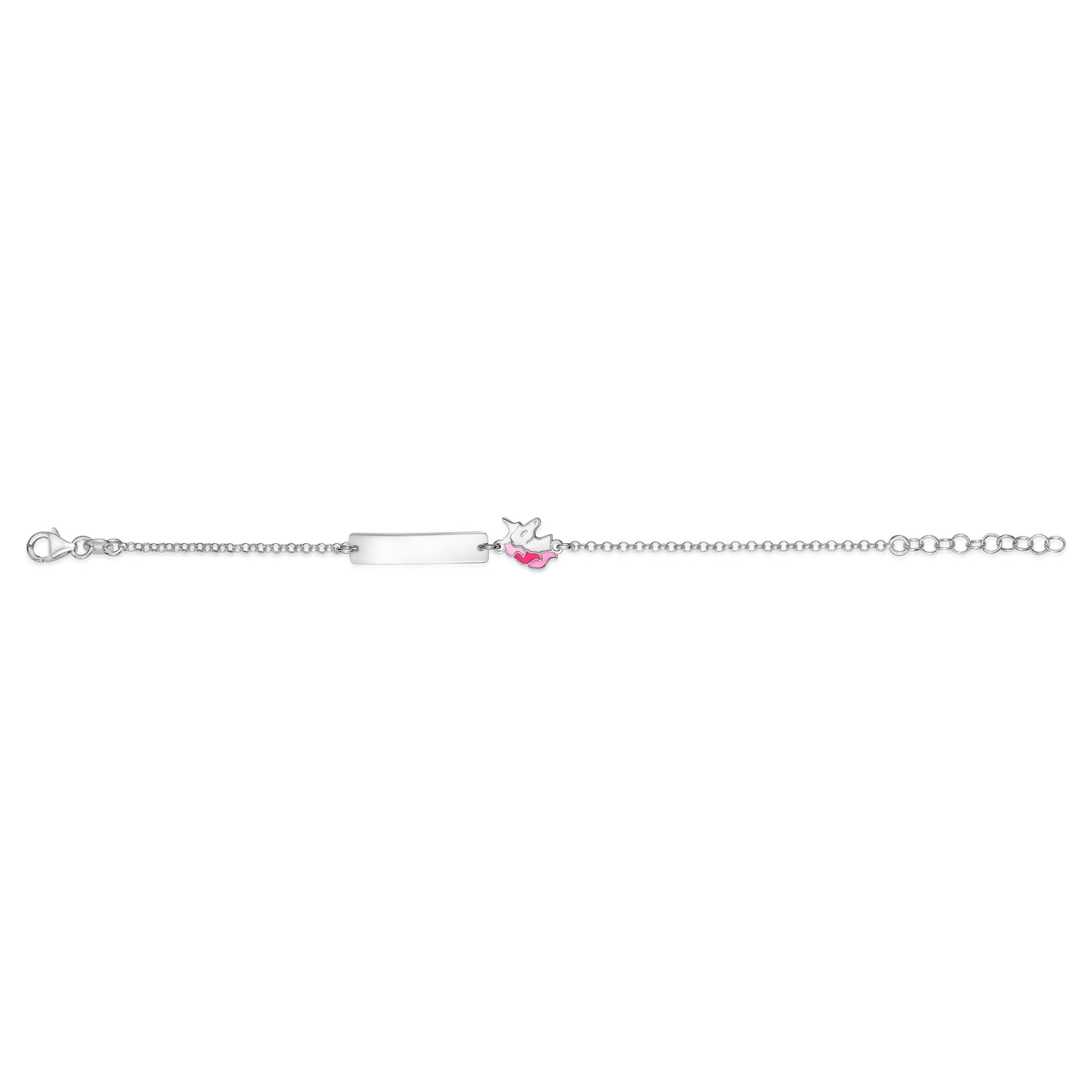 UNICORNJ Sterling Silver 925 Engravable ID Bracelet Rolo Chain for Girls Boys with Enamel 6.5"