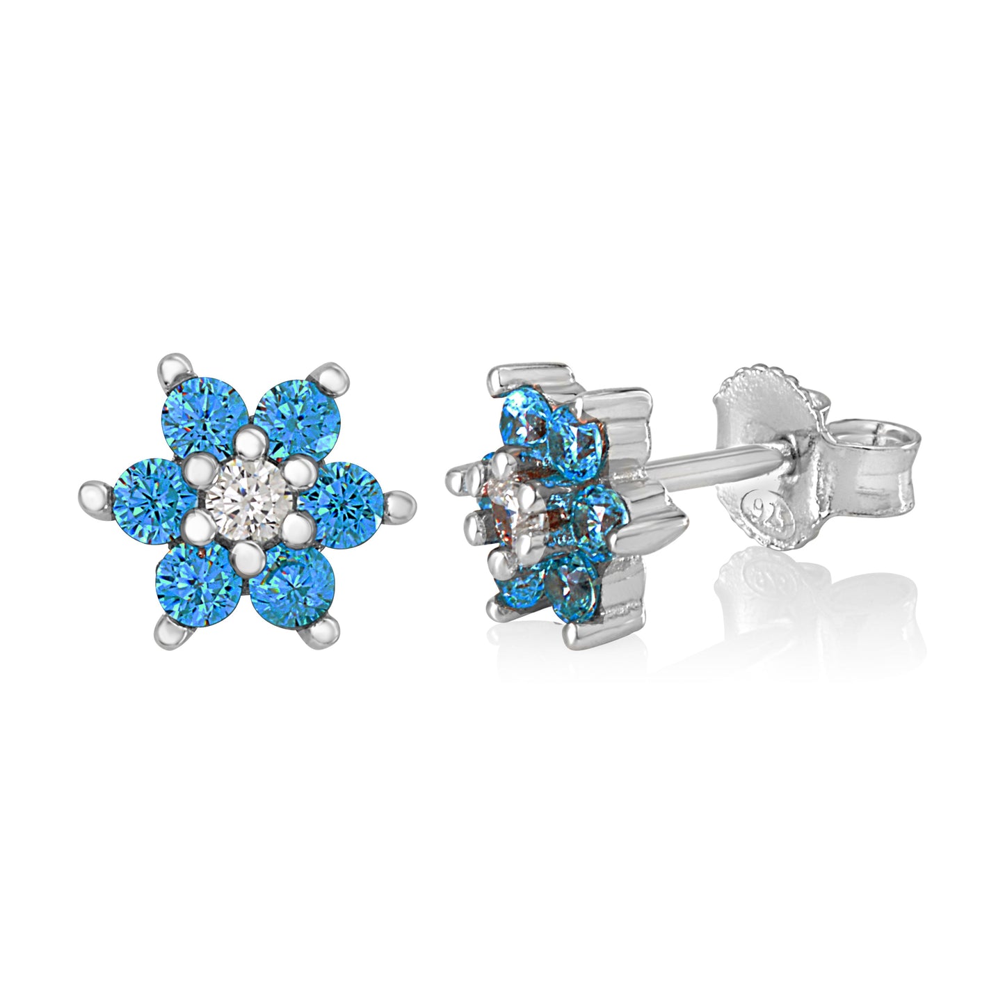 Birthstone Earrings in Sterling Silver with CZ Flower