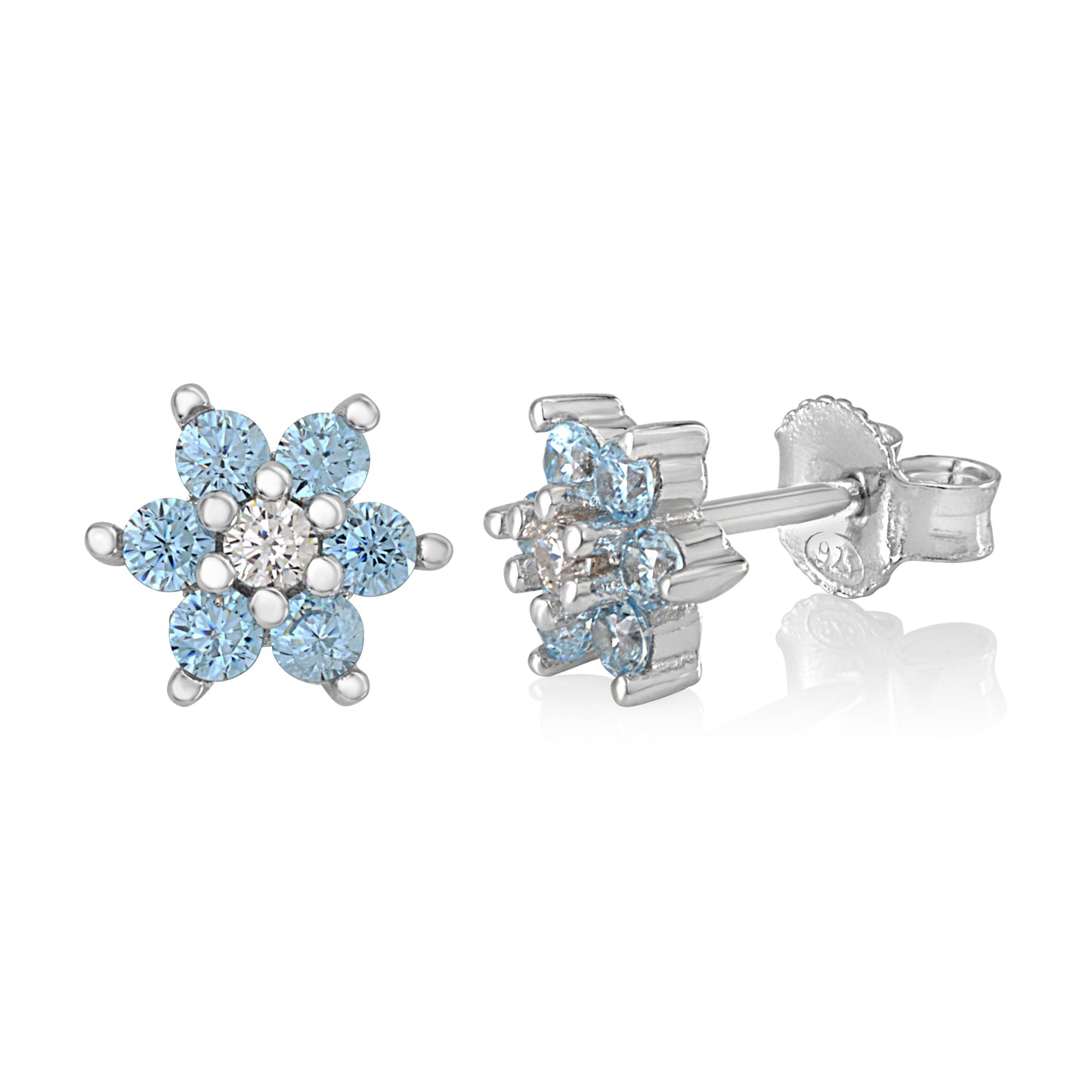 Birthstone Earrings in Sterling Silver with CZ Flower
