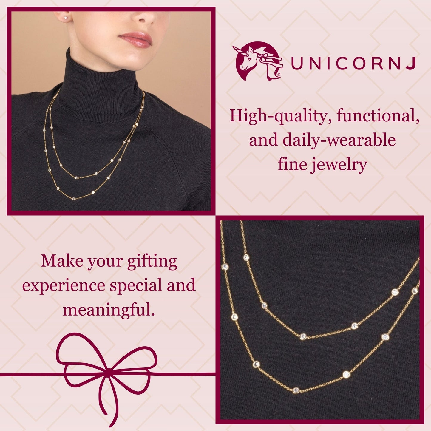 Very Long Station Necklace Pendant Sterling Silver 925 Yellow Gold Plated Simulated Diamonds Bezel 46"