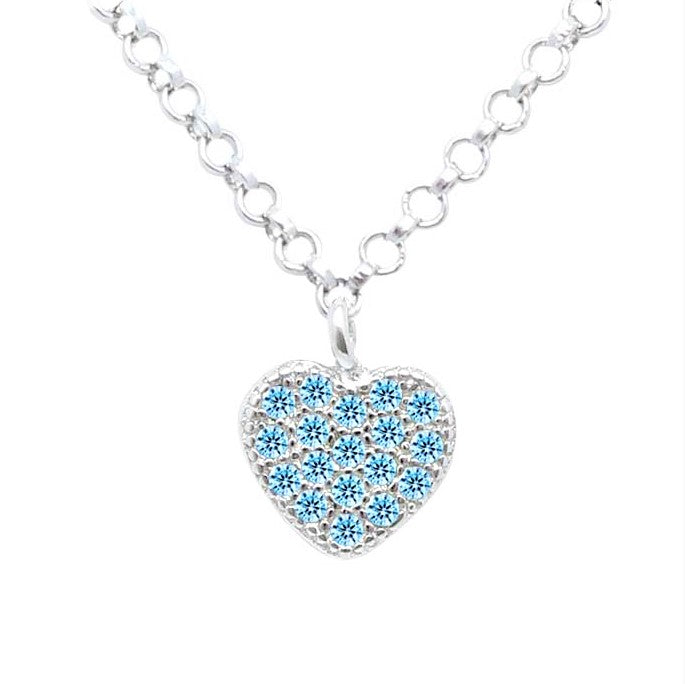 Heart Pendant Necklace in Sterling Silver with CZ Pavé
