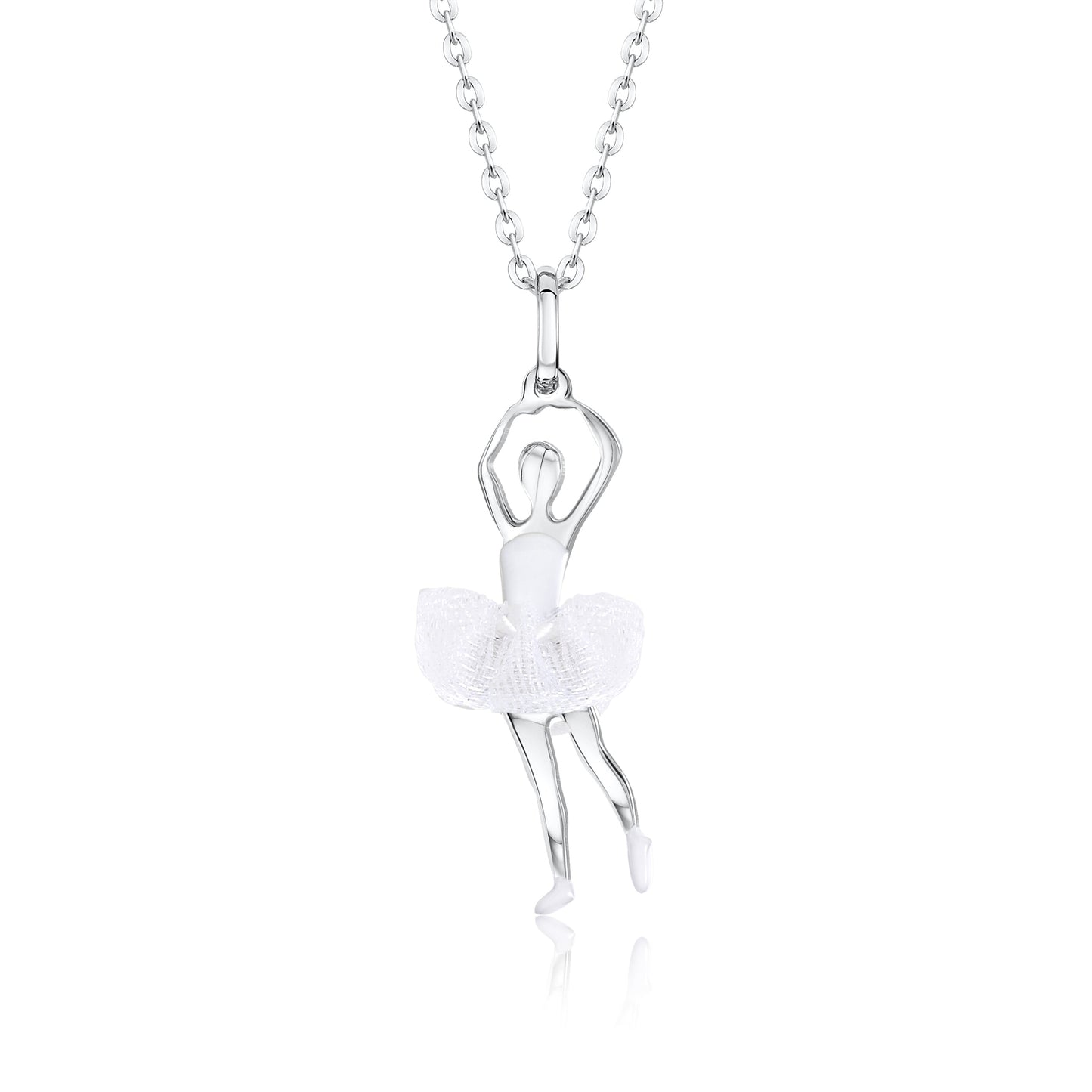 Ballerina Dancer Pendant Necklace in Sterling Silver and Enamel