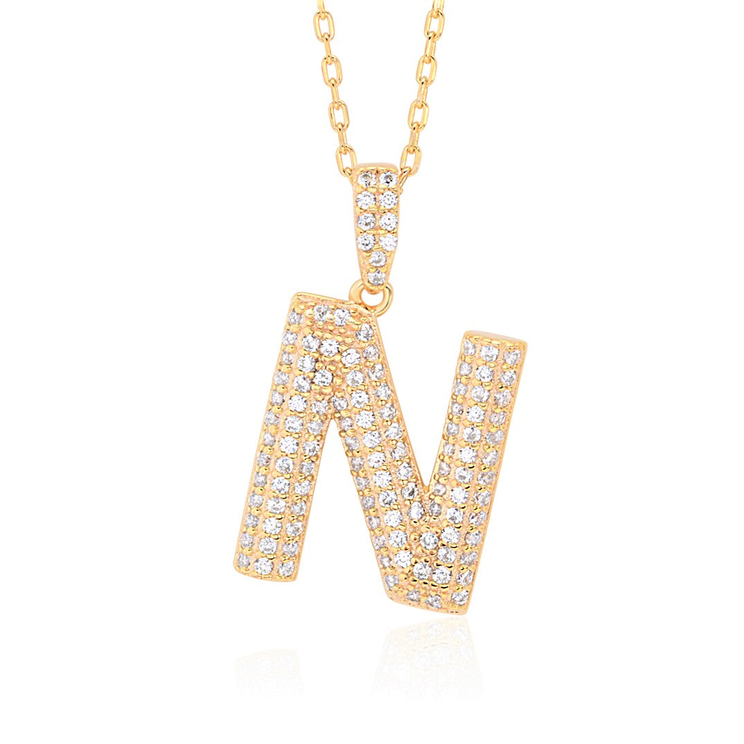 Initial Necklace in Gold-Plated Sterling Silver