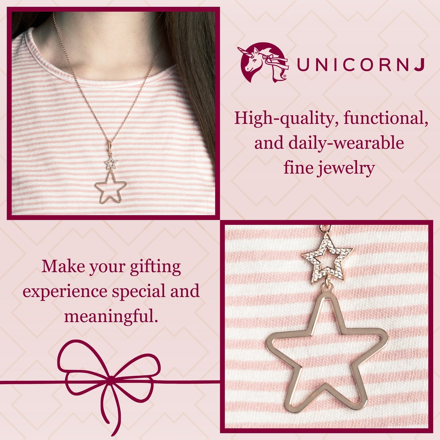 UNICORNJ Sterling Silver Polished Large Double Dangle Necklace Pendant Italy 18"
