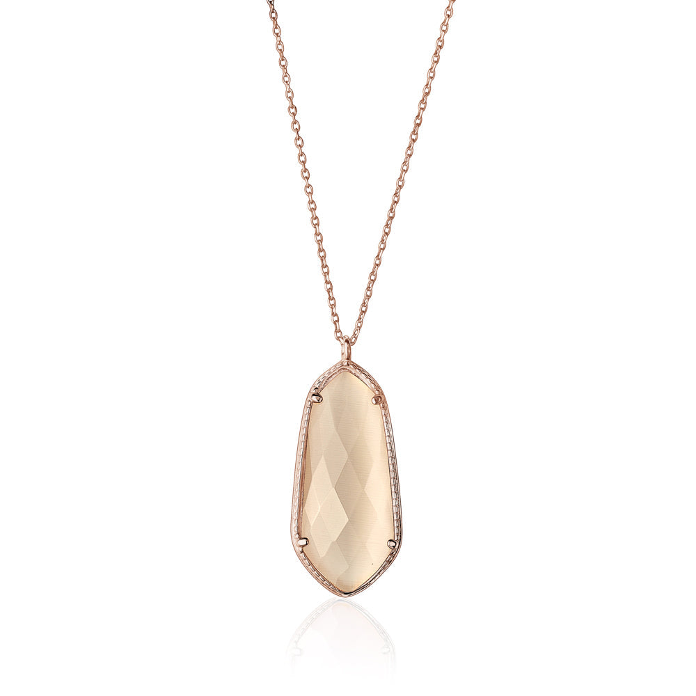 UNICORNJ Sterling Silver Rose Gold Plated Kite Shape Necklace Pendant with Synthetic Stone Italy 18"