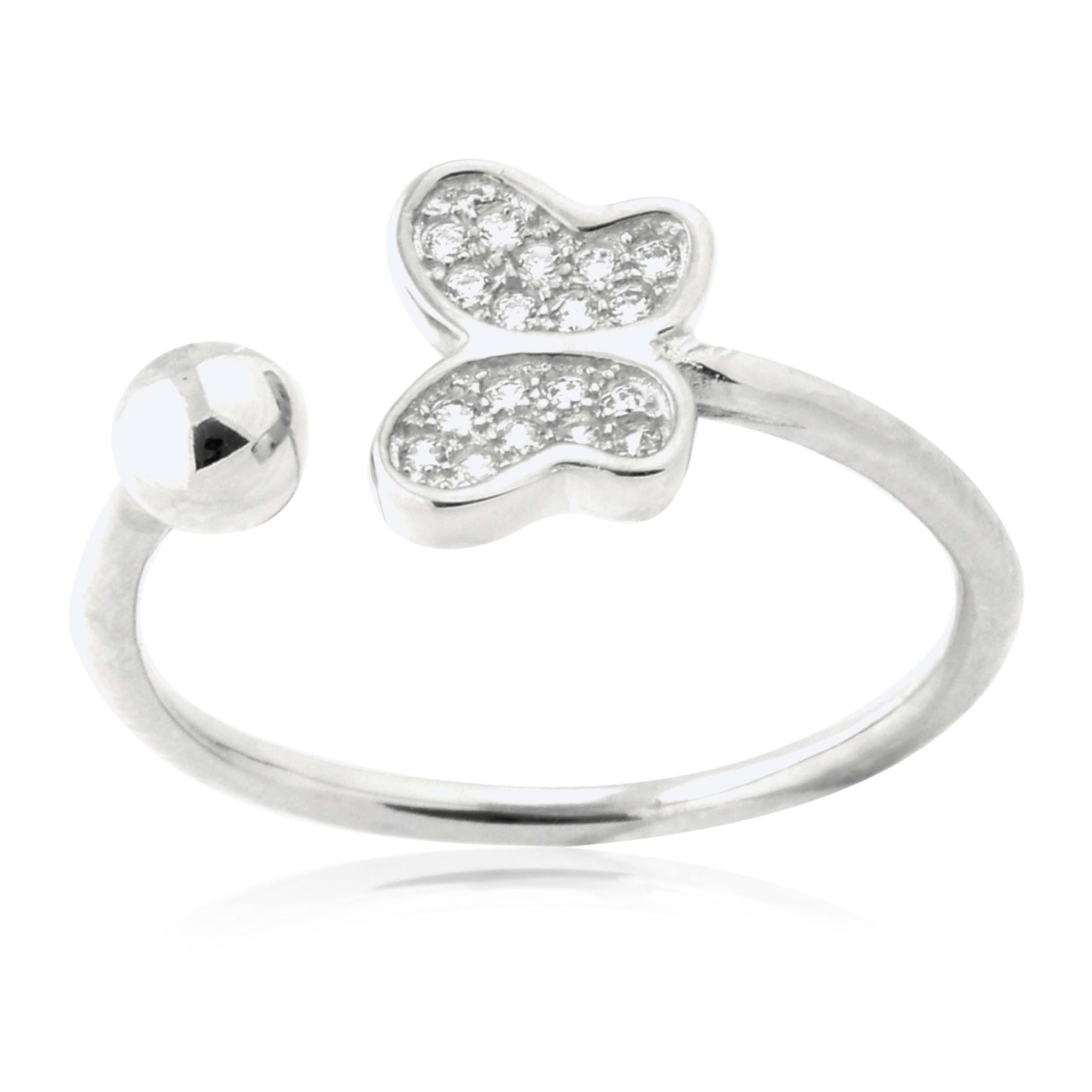 Adjustable Butterfly Ring in Sterling Silver Pavé with CZ Pink or Purple
