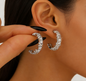 Light Luxury Zircon Color-Block Cross Hoop Earrings