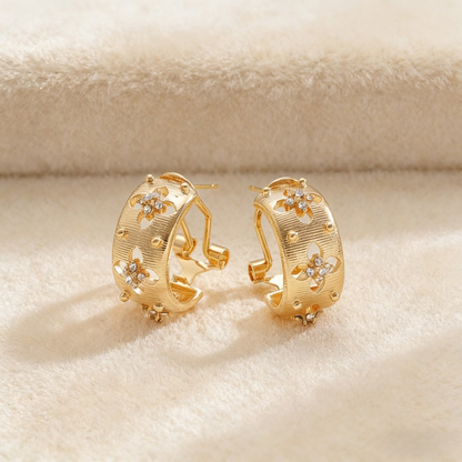 Vintage Enamel Flower Petal Ear Cuffs