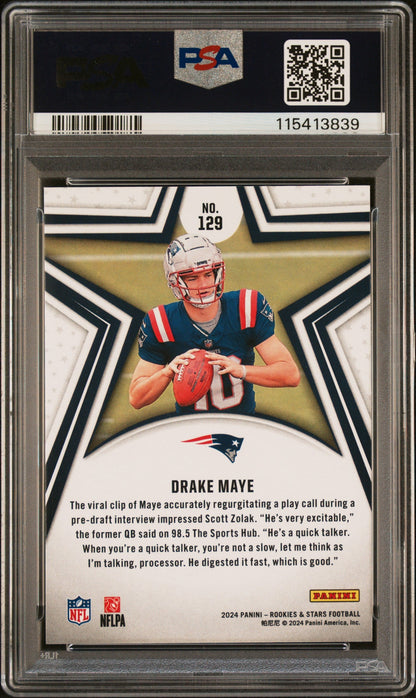 Graded 2024 Panini Rookies & Stars Drake Maye #129 Rookie RC Football Card PSA 9 Mint
