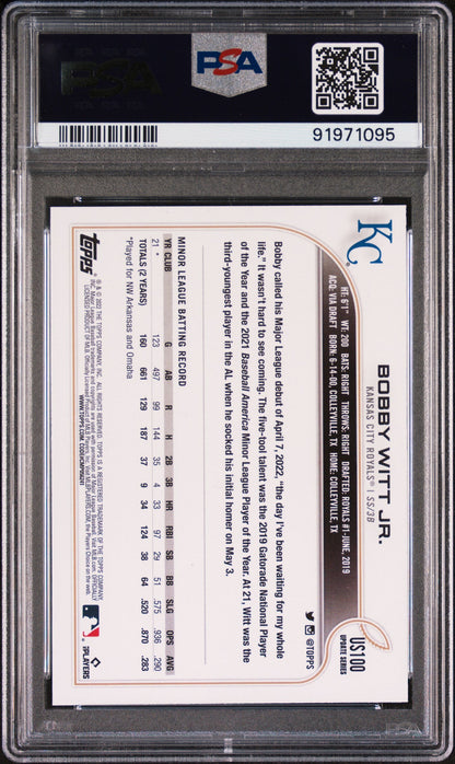 Graded 2022 Topps Update Bobby Witt Jr. #US100 Rookie RC Baseball Card PSA 9 Mint