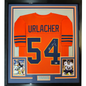 Framed Autographed/Signed Brian Urlacher 35x39 HOF 18 Chicago Orange Retro Football Jersey Beckett BAS COA