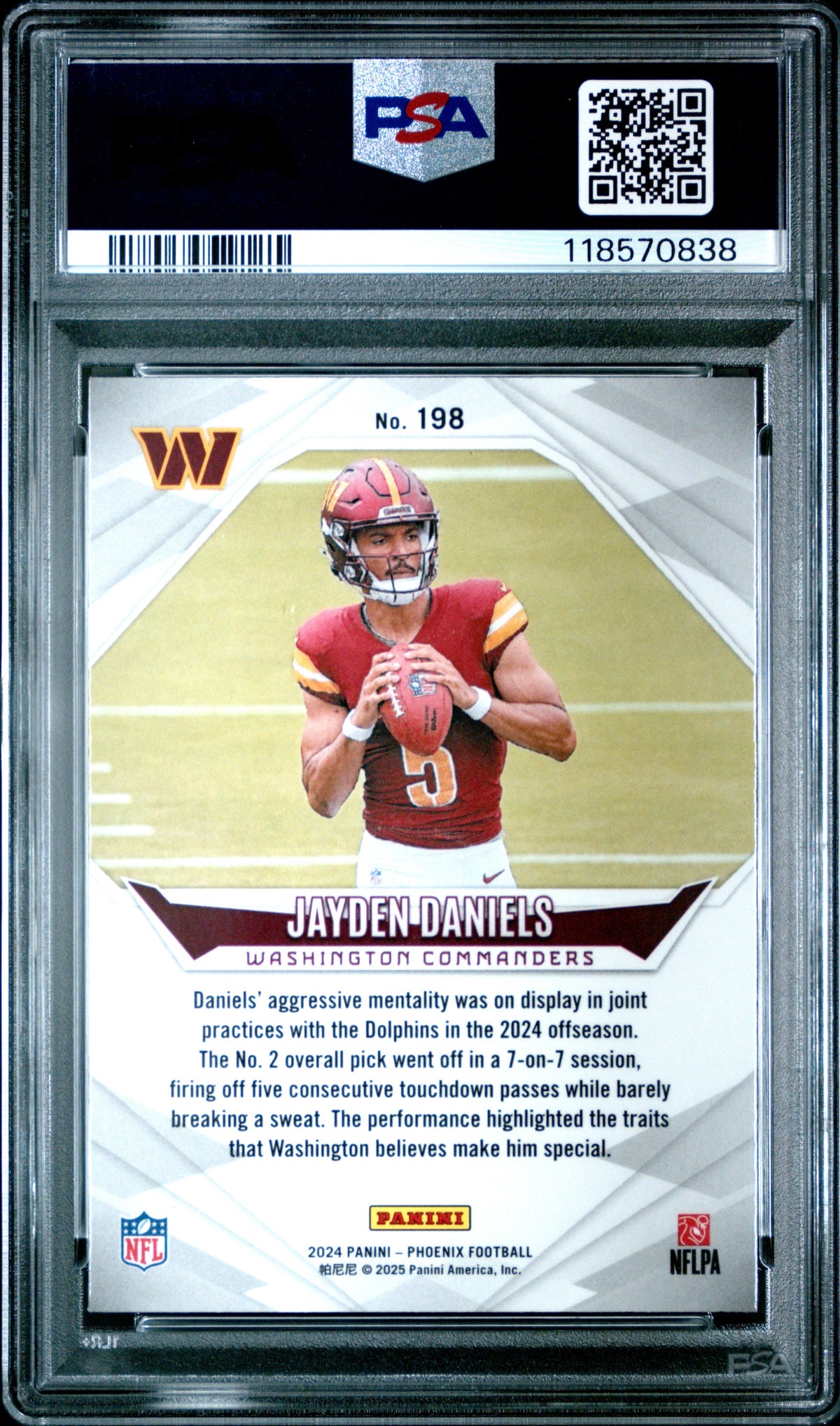 Graded 2024 Panini Phoenix Jayden Daniels #198 Lazer Rookie RC Football Card PSA 10 Gem Mint