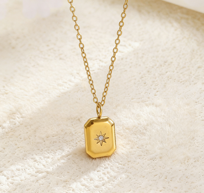 Minimalist Eight-Pointed Star Zircon Necklace
