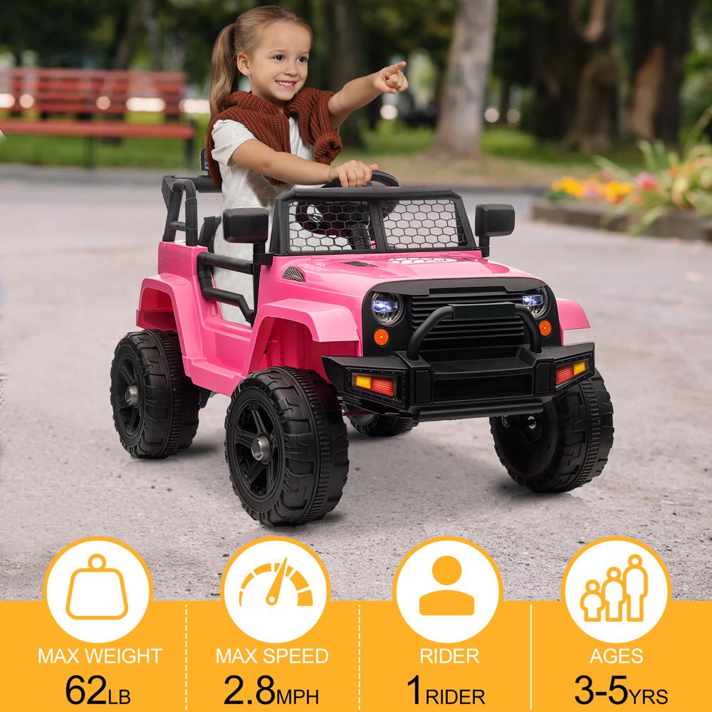 Electric Ride On Truck Car for 3-5 Year Olds with 12V Battery and 3 Speed Options - Supports up to 28kg